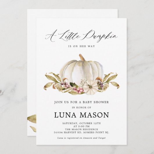 小さなカボチャは彼女の方法ベビーシャワー招待状 招待状 (正面/裏面)