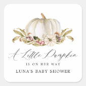 小さなカボチャは彼女の方法ベビーシャワー スクエアシール (正面)