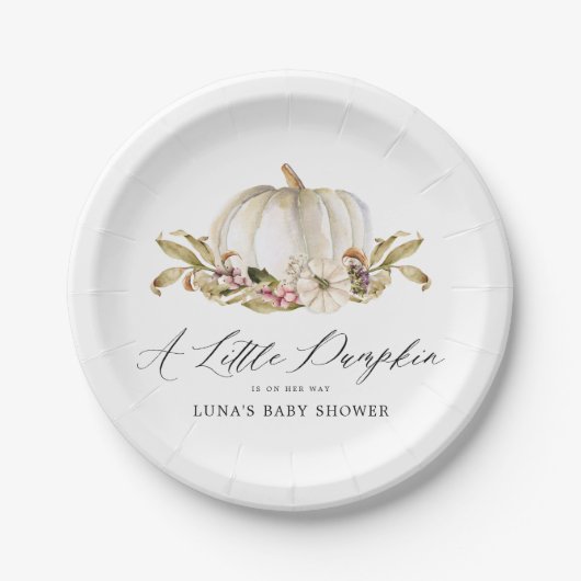小さなカボチャは彼女の方法ベビーシャワー ペーパープレート (正面)