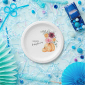 小さなカボチャは赤ちゃんシャワーのデザートの途中にある ペーパープレート (パーティー)