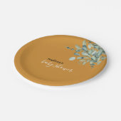 小さなカボチャは赤ちゃんシャワーのデザートの途中にある ペーパープレート (アングル)