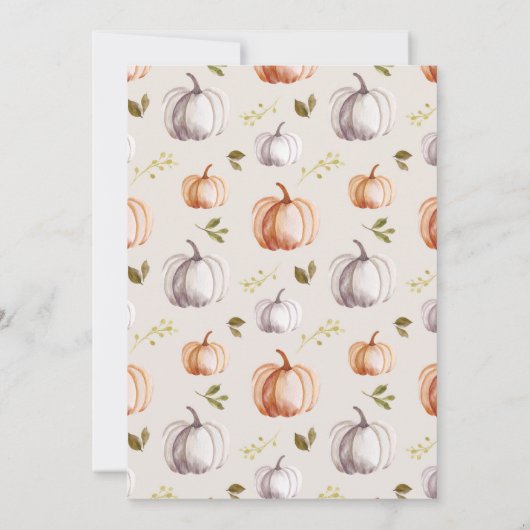 小さなカボチャは赤ちゃんシャワーの途中にある 招待状 (裏面)