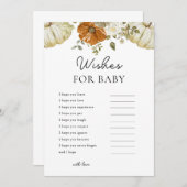 小さなカボチャは赤ちゃんシャワーゲームカードを願う 招待状 (正面/裏面)