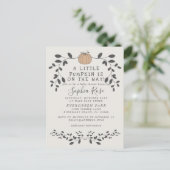 小さなカボチャは、途中のニュートラルな赤ちゃんシャワー ポストカード (スタンド正面)