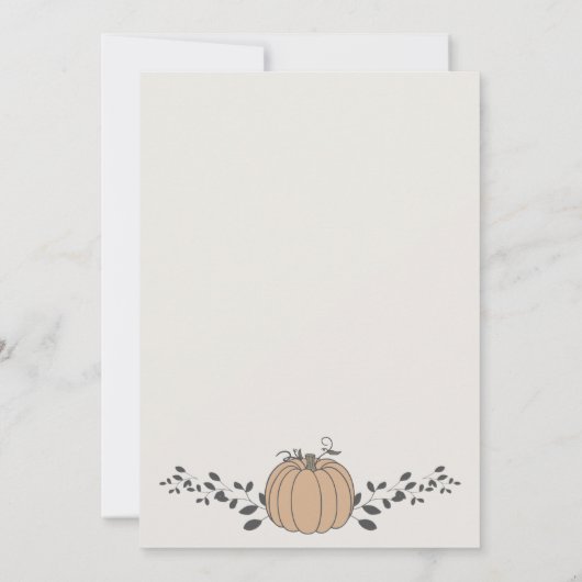 小さなカボチャは、途中のニュートラルな赤ちゃんシャワー 招待状 (裏面)