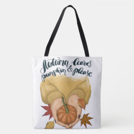 小さなカボチャを持つ金ゴールドセーターを着た女性 トートバッグ