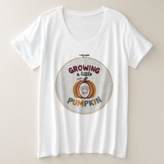 小さなカボチャを育てる 秋のマタニティ プラスサイズTシャツ (デザイン正面)