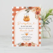 小さなカボチャフローラオレンジジンガム赤ちゃんシャワー 招待状 (スタンド正面)