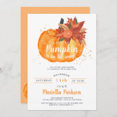 小さなカボチャフローラオレンジ秋ベビーシャワー 招待状 (正面/裏面)