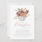 小さなカボチャボホフローラ秋ベビーガールシャワー 招待状 (正面)