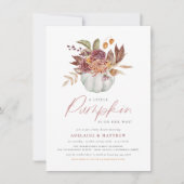 小さなカボチャボホフローラ秋ベビーガールシャワー 招待状 (正面)