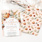 小さなカボチャボホ秋フローラベビーシャワー 招待状