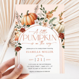 小さなカボチャボホ秋フローラベビーシャワー 招待状