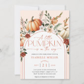 小さなカボチャボホ秋フローラベビーシャワー 招待状 (正面)