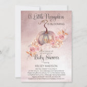 小さなカボチャ咲きピンクのバーチャル赤ちゃんシャワー 招待状 (正面)