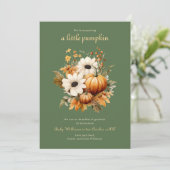 小さなカボチャ妊娠を期待するオリーブの緑 案内状 (スタンド正面)