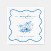 小さなカボチャ弓の波フレーム赤ちゃんシャワー スタンダードカクテルナプキン (正面)