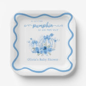 小さなカボチャ弓の波フレーム赤ちゃんシャワー ペーパープレート (正面)