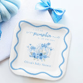 小さなカボチャ弓の波フレーム赤ちゃんシャワー ペーパープレート