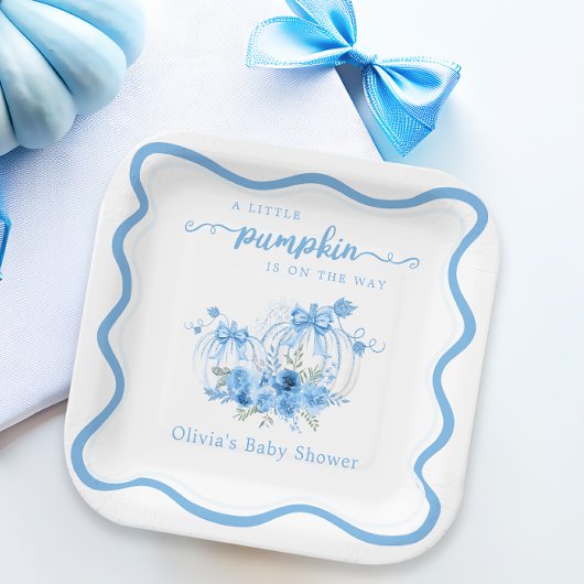 小さなカボチャ弓の波フレーム赤ちゃんシャワー ペーパープレート