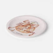 小さなカボチャ弓ピンクの赤ちゃんシャワー水色 ペーパープレート (アングル)