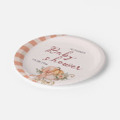 小さなカボチャ弓ピンクの赤ちゃんシャワー水色 ペーパープレート (アングル)