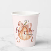 小さなカボチャ弓ピンクの赤ちゃんシャワー水色 紙コップ (正面)