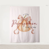 小さなカボチャ弓ピンクの赤ちゃんシャワー背景 タペストリー (正面)
