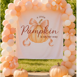 小さなカボチャ弓ピンクの赤ちゃんシャワー背景 タペストリー