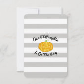 小さなカボチャ灰色とオレンジの小さな赤ちゃんシャワー 招待状 (裏面)