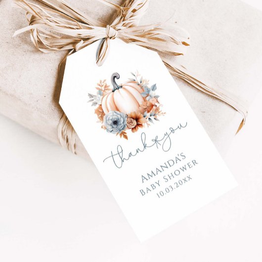 小さなカボチャ男の子秋赤ちゃんシャワーありがとう ギフトタグ