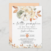 小さなカボチャ秋のフローラ秋ベビーシャワー 招待状 (正面/裏面)