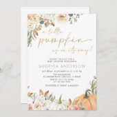 小さなカボチャ秋のフローラ秋ベビーシャワー 招待状 (正面/裏面)