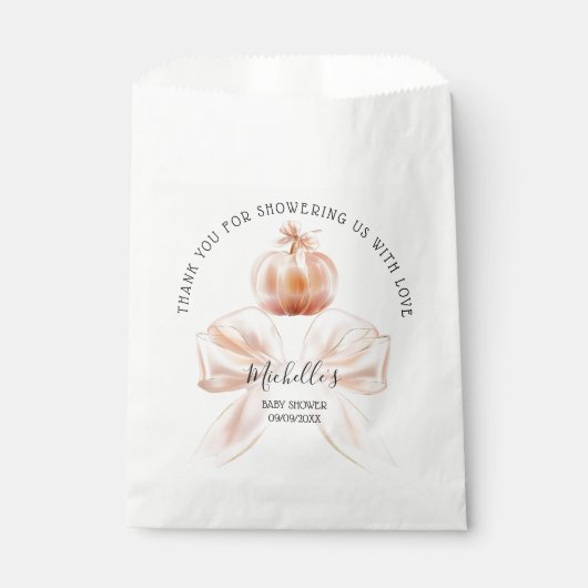 小さなカボチャ秋の秋ありがとう赤ちゃんシャワー フェイバーバッグ (正面)