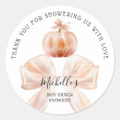 小さなカボチャ秋の秋ありがとう赤ちゃんシャワー ラウンドシール (正面)