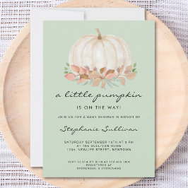 小さなカボチャ秋の秋グリーンベビーシャワー 招待状