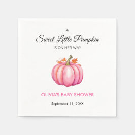 小さなカボチャ秋の秋ピンクガール赤ちゃんシャワー スタンダードカクテルナプキン