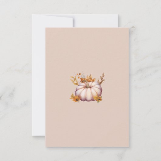 小さなカボチャ秋の秋フローラベビーシャワー サンキューカード (裏面)