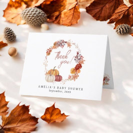 小さなカボチャ秋の秋フローラベビーシャワー サンキューカード