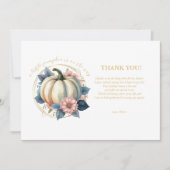 小さなカボチャ秋の秋フローラベビーシャワー サンキューカード (正面)