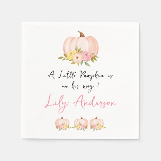 小さなカボチャ秋の秋フローラベビーシャワー スタンダードカクテルナプキン (正面)