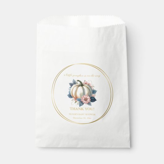 小さなカボチャ秋の秋フローラベビーシャワー フェイバーバッグ (正面)