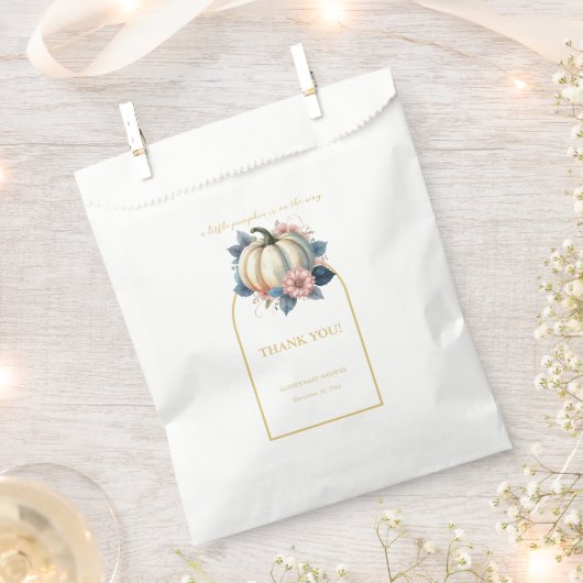小さなカボチャ秋の秋フローラベビーシャワー フェイバーバッグ (クリップ留めされた状態)