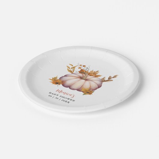 小さなカボチャ秋の秋フローラベビーシャワー ペーパープレート (アングル)