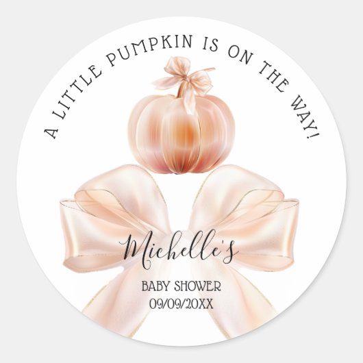 小さなカボチャ秋の秋フローラベビーシャワー ラウンドシール (正面)