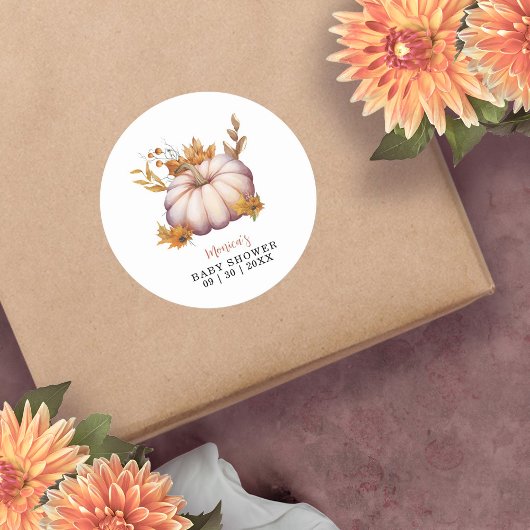 小さなカボチャ秋の秋フローラベビーシャワー ラウンドシール