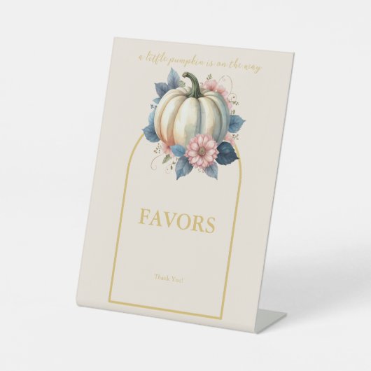 小さなカボチャ秋の秋フローラベビーシャワー 台座サイン (正面)