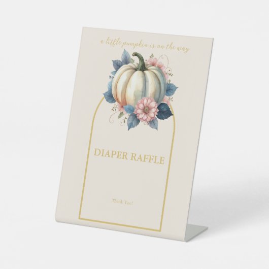 小さなカボチャ秋の秋フローラベビーシャワー 台座サイン (正面)