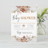 小さなカボチャ秋の秋フローラベビーシャワー 招待状 (スタンド正面)