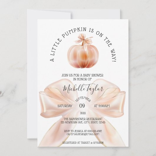 小さなカボチャ秋の秋フローラベビーシャワー 招待状 (正面)